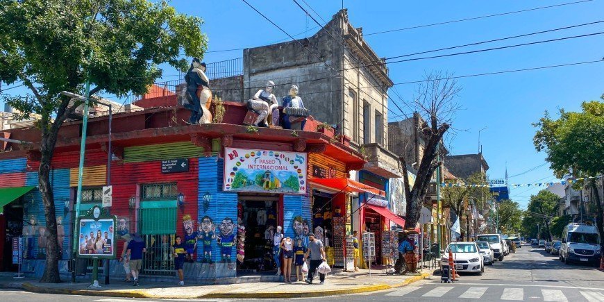 Een winkel in La Boca in Buenos Aires