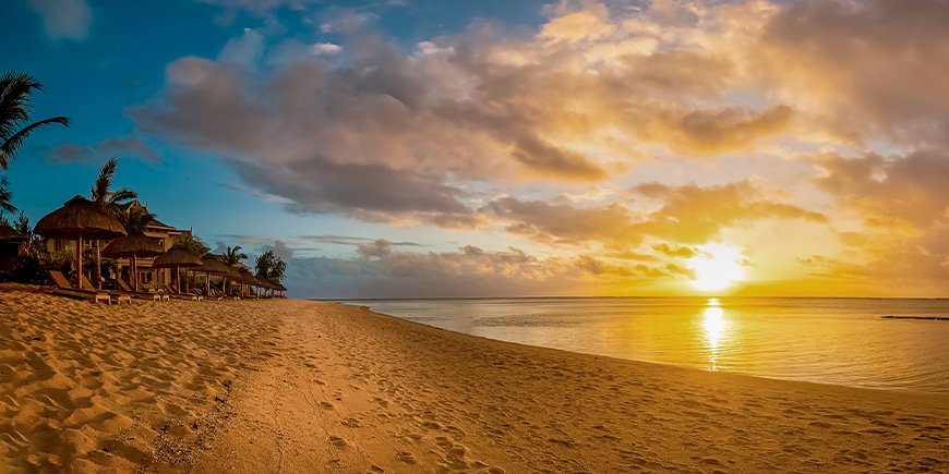 Zonsondergang op Le Morne in Mauritius