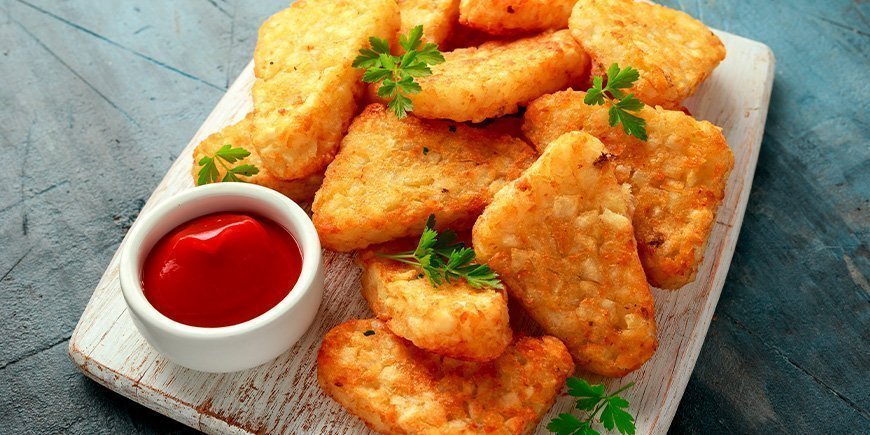 hashbrowns met ketchup